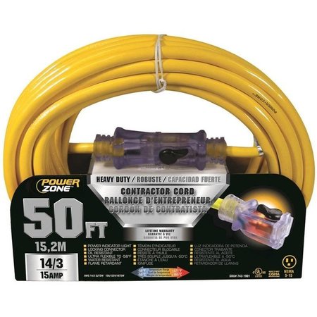 POWERZONE Cord Ext 14/3 Sjtow X 50Ft Yel ORP511730